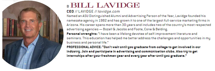 Bill Lavidge, CEO of LAVIDGE, named among top-five leaders in the Arizona advertising industry.