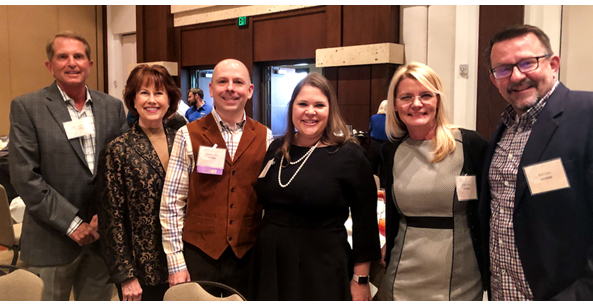 Bill Lavidge, Alicia Wadas, Stephen Heitz, Amanda Heitz, Sandra Torre and Bob Case eagerly await the announcement of the winners in this years Phoenix Business Journal's C-Suite Awards.