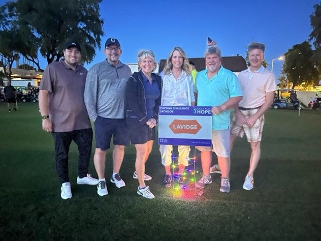 Zack Pothoff, Bob Case, Betsey Griffin Jones, Cammy Corkin, Rick Crosby and Sean Rogers pose for a group photo at the American Foundation for Suicide Prevention's fourth annual golf for hope fundraiser.