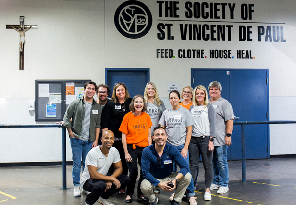 LAVIDGE IMPACT volunteers served 525 meals to the homeless who rely on The Society of St. Vincent de Paul to provide their meals.